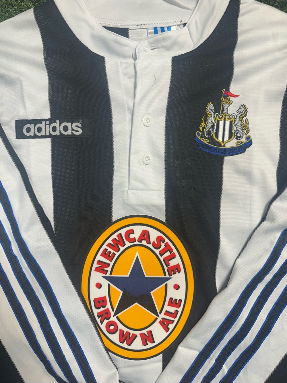 Newcastle Asprilla #11 Adidas Authentic Black & White Striped Long Sleeve Jersey - Picture 5 of 8